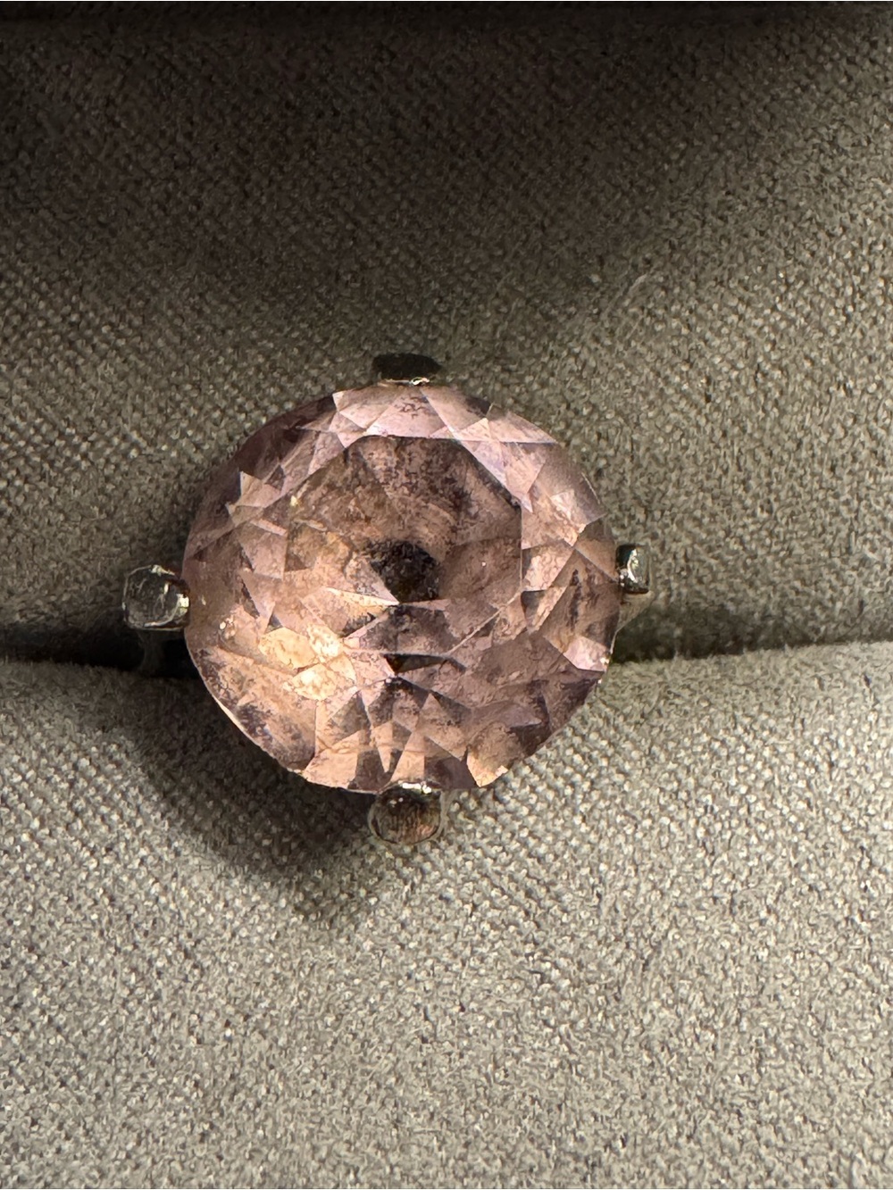 Lavender Cushion Cut Cocktail Ring Silver Tone - Size 4.5